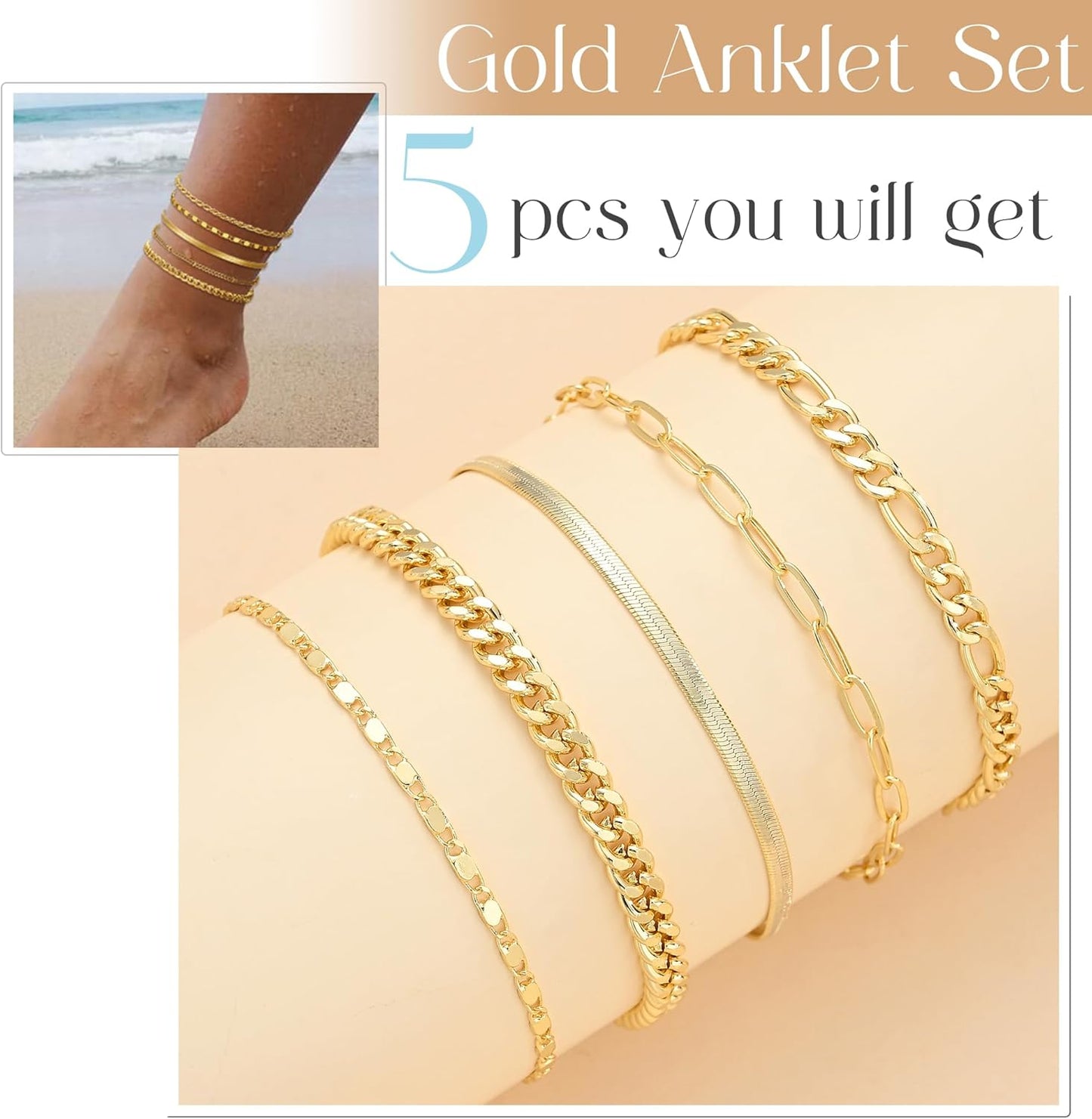 Glamorous Gold Anklet Set