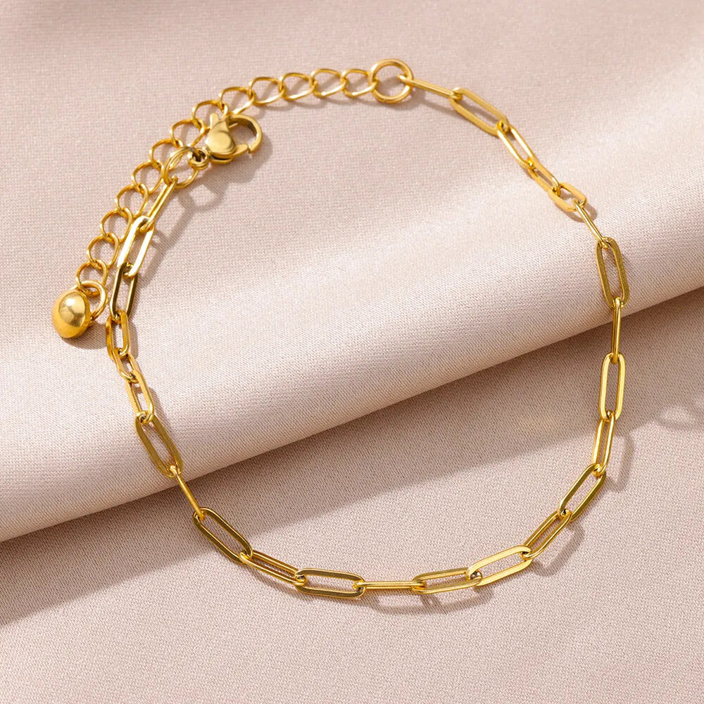 Tobilleras para mujer Accesorios de playa de verano Tobillera de cadena de perlas de imitación de acero inoxidable Pulseras de pierna color oro Regalos de cadena corporal
