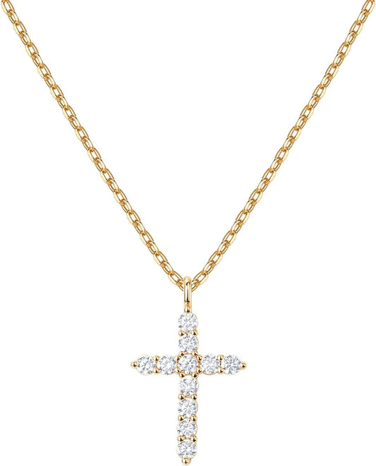 Elegante collar de cruz de oro