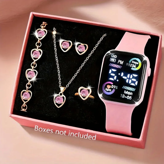Conjunto de joyería y reloj de moda