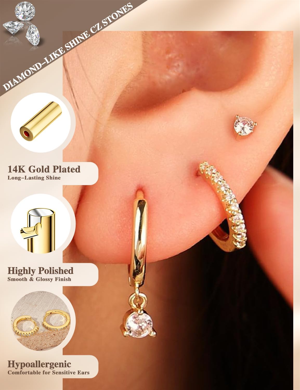 Chic Gold Hoop Earrings Set
