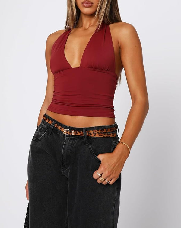 Chic V-Neck Summer Crop Top