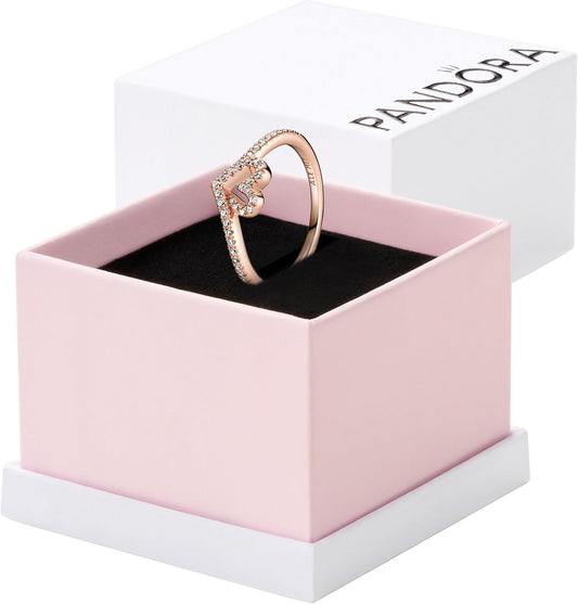 Sparkling Wishbone Heart Ring