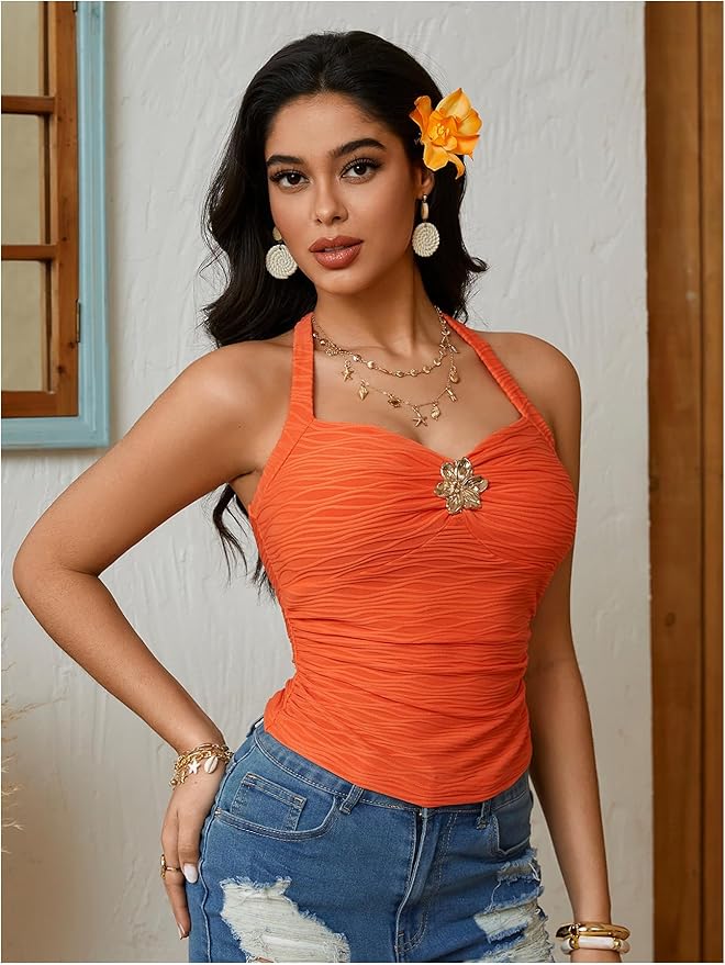 Chic Floral Halter Top