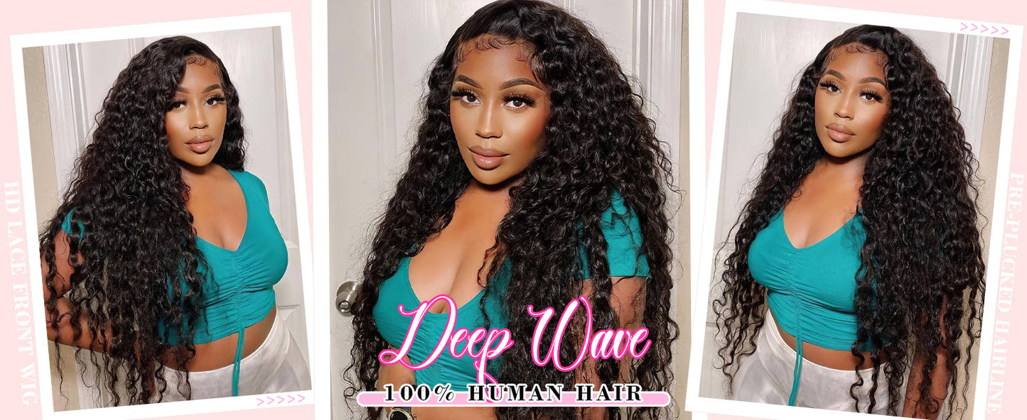 Elegant Lace Front Deep Wave Wig