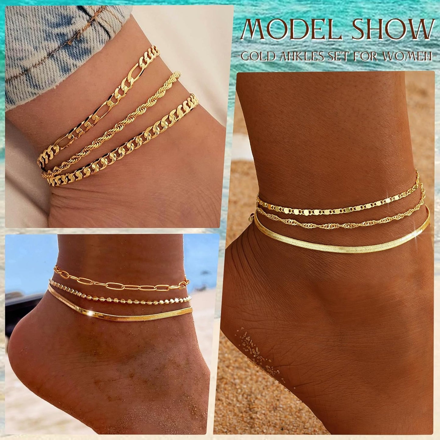 Glamorous Gold Anklet Set