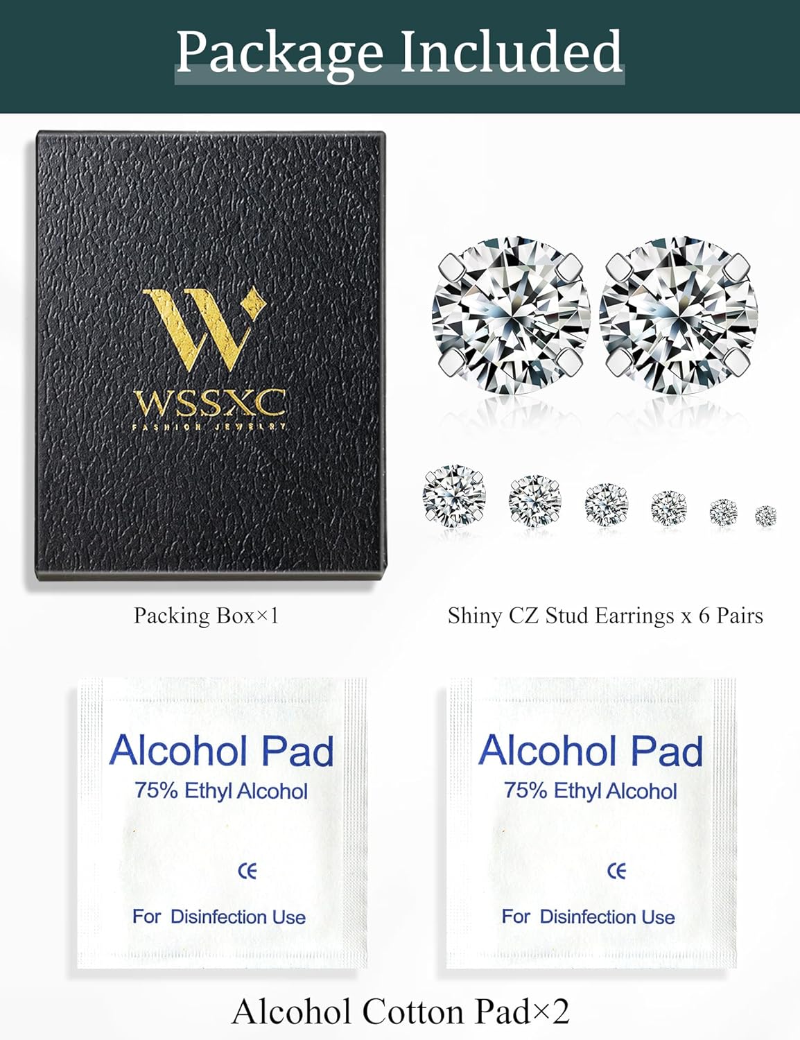 Elegant Sparkle Stud Earrings Set