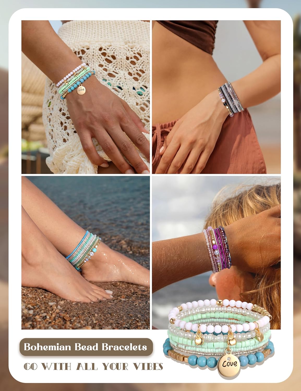 Conjunto de pulseras de cuentas boho chic