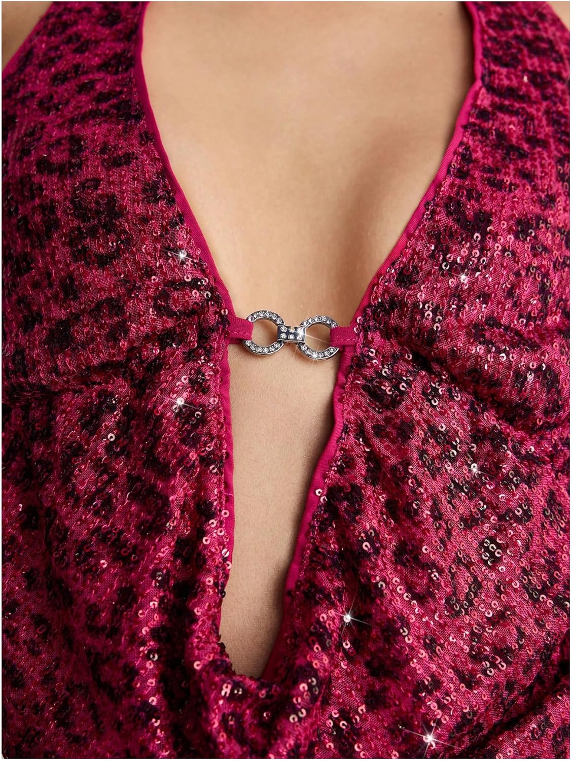Chic Cheetah Sequin Halter Top
