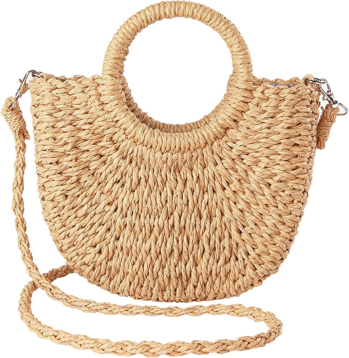 Bolso de playa bohemio de mimbre elegante