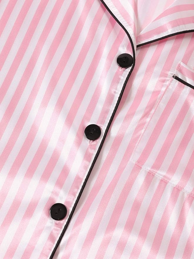 Silk Satin Striped Pajama Set