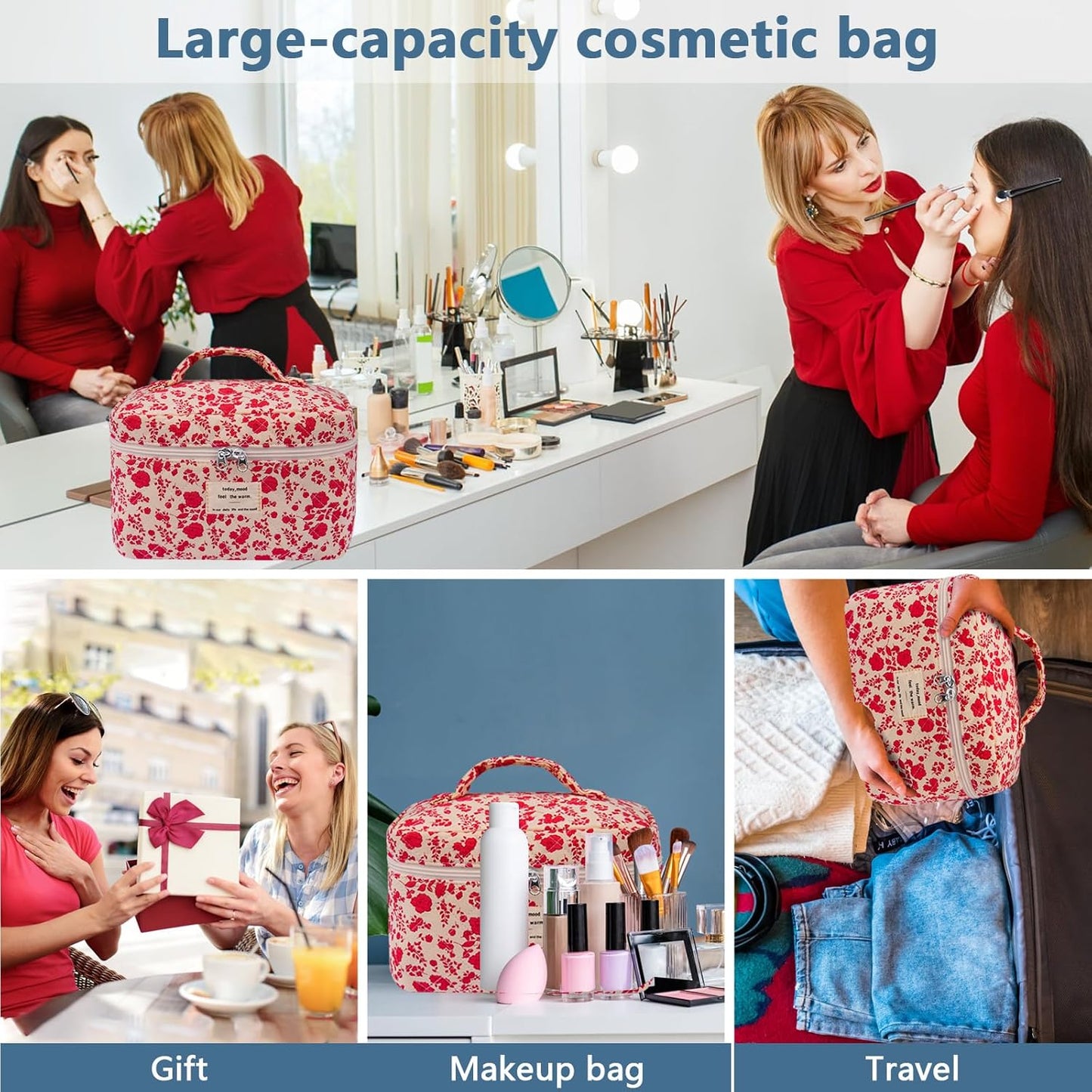 Organisateur de maquillage floral chic