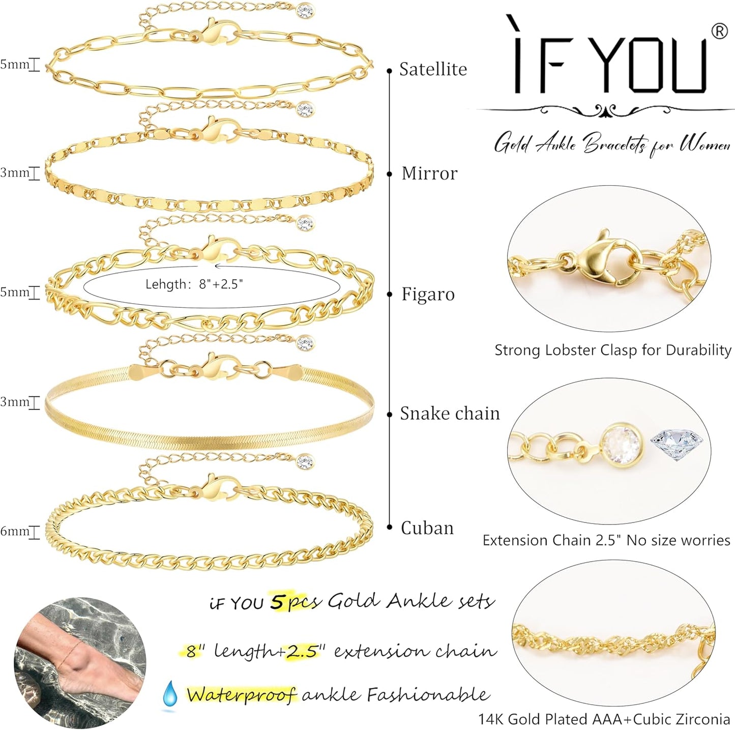 Glamorous Gold Anklet Set