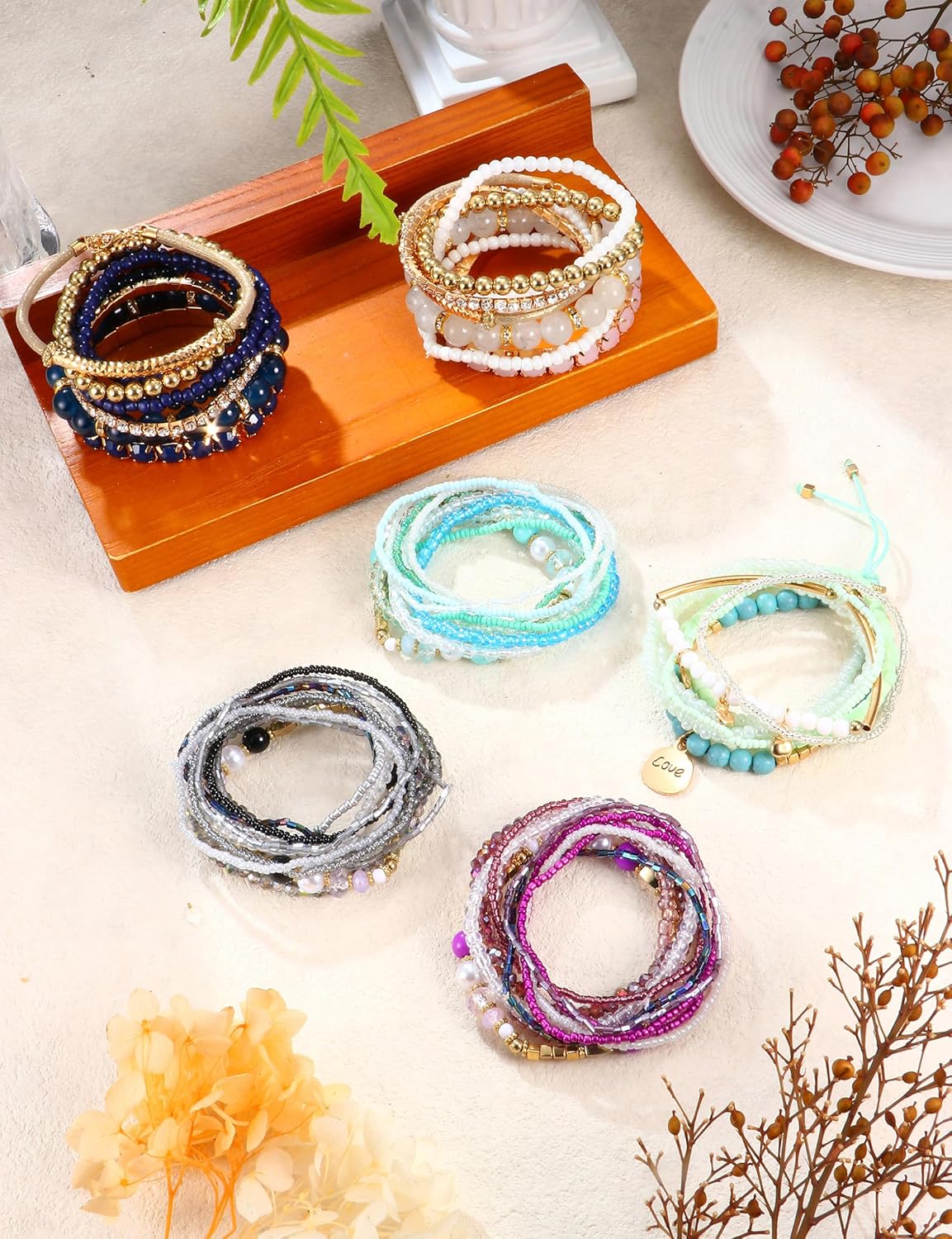 Conjunto de pulseras de cuentas boho chic
