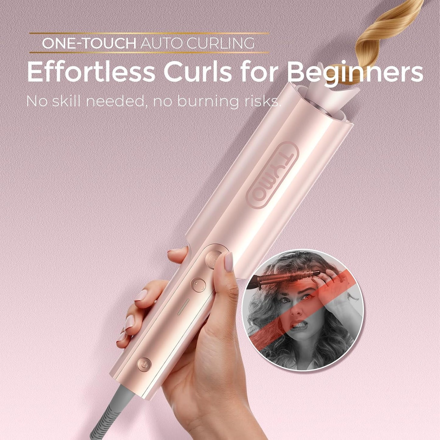 Tenacilla rizadora Glam Curls sin esfuerzo