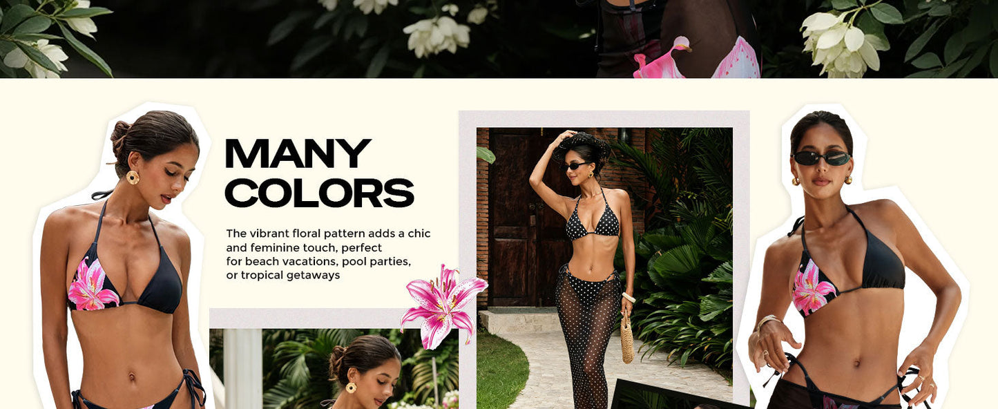 Floral Bikini Set with Cover-Up